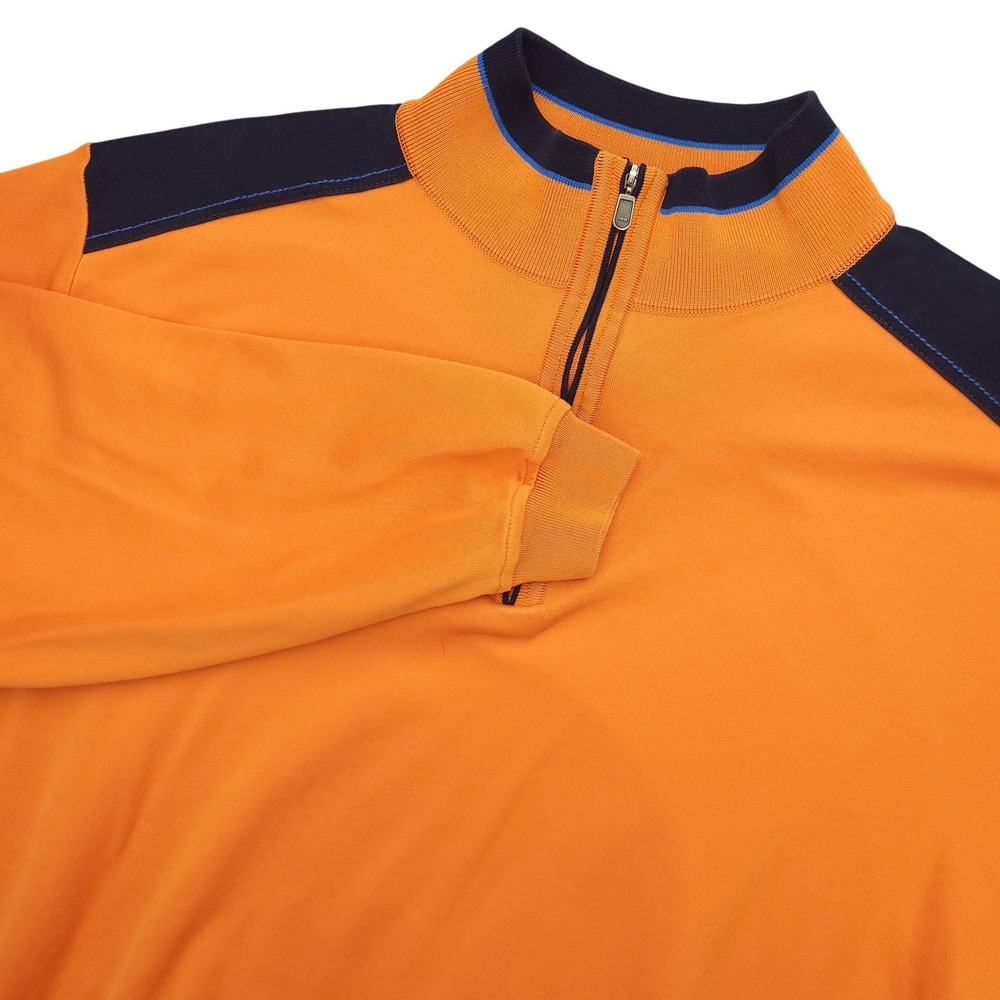 St. Croix Regatta Sweatshirt Mens XL Orange 1/4 Zip Mock Neck Pullover Nautical
